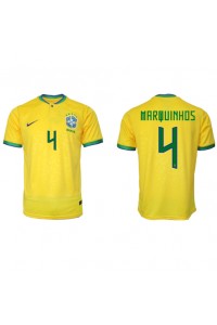 Brasil Marquinhos #4 Fotballdrakt Hjemme Klær VM 2022 Korte ermer